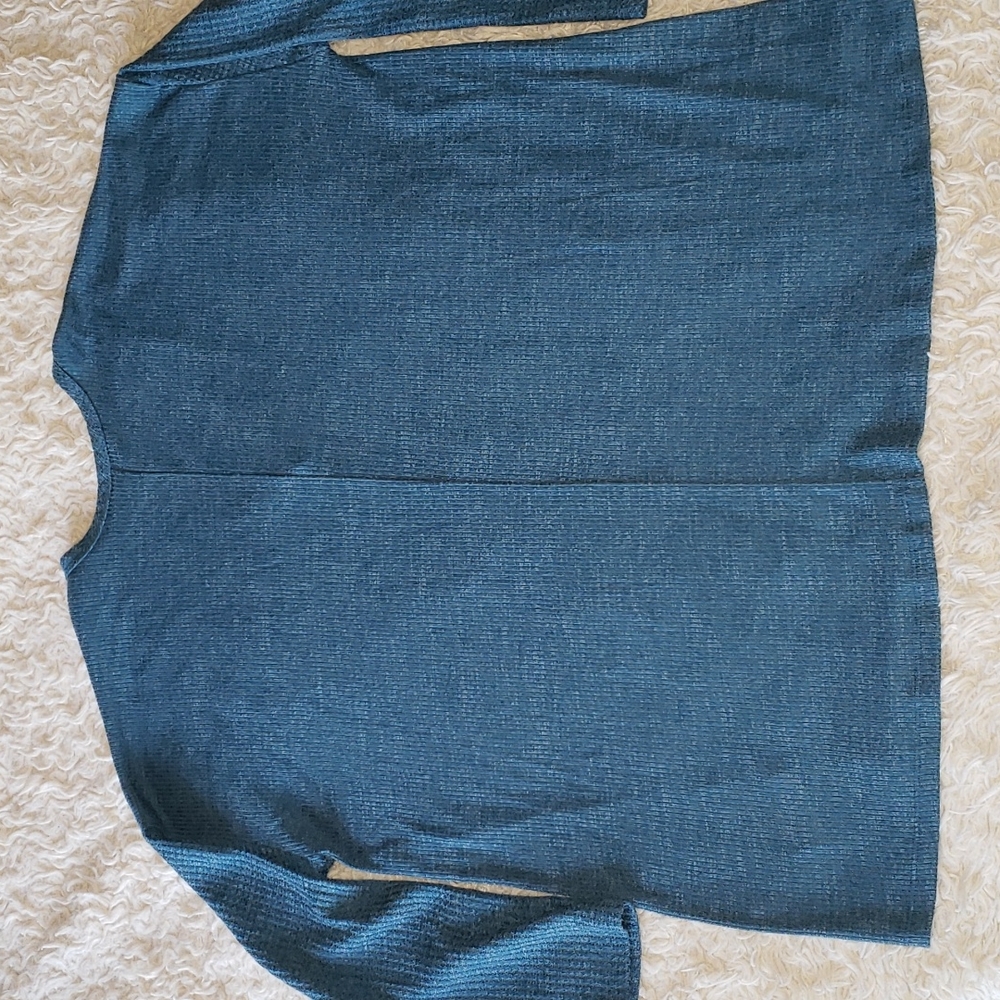 Terra & Sky Teal V Neck Knit 3/4 Sleeve 1X - Picture 7 of 10